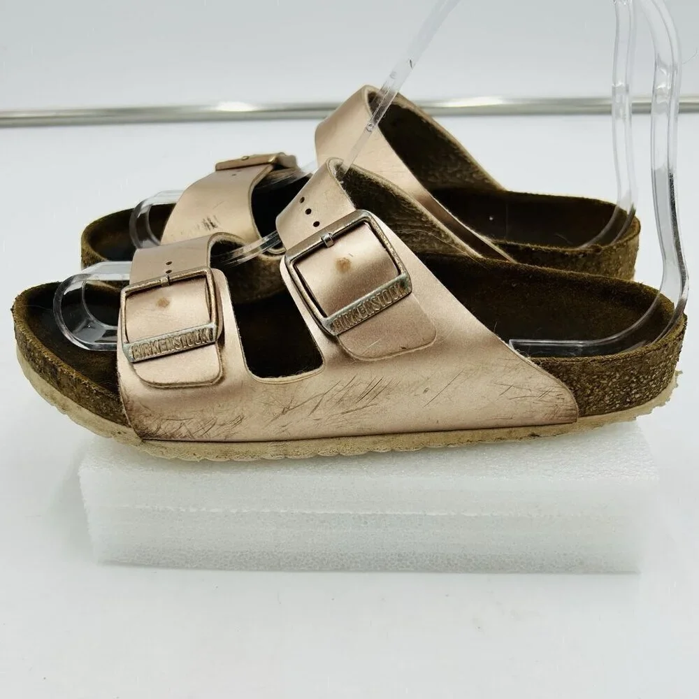Birkenstock Girls Arizona Kids Slides Sandals Sz US 3-3.5 / 34 EU Rose Gold